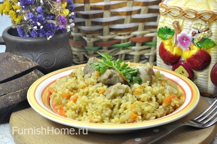 Булгур овощами свининой