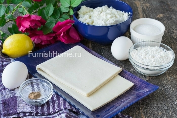 Слойки с творогом и лимонной цедрой (слойка, творог, лимонный, цедра) слойка