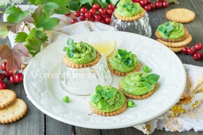Паштет из авокадо, зеленого горошка, мяты и базилика (паштет, авокадо, зеленый, горошек) горошек