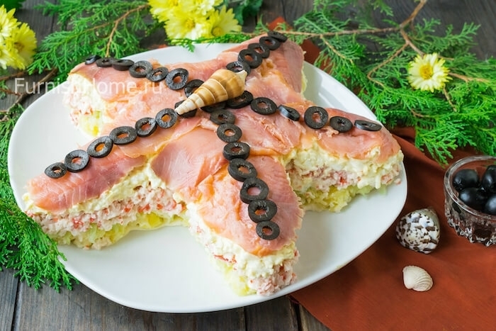 Салат «Морская звезда» (салат, морской, звезда, «Морская звезда», крабовые палочки) морской